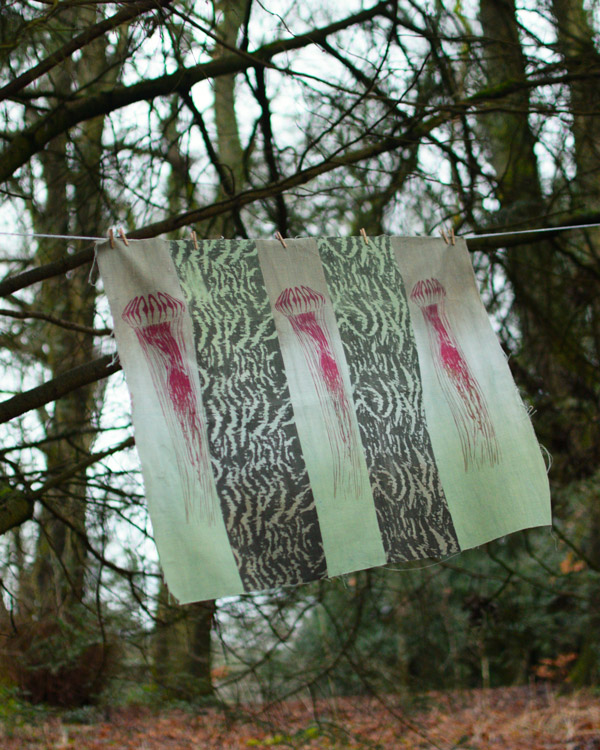 Fabric hanging from a tree