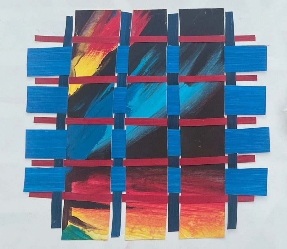 Living on the Water woven painted paper strips