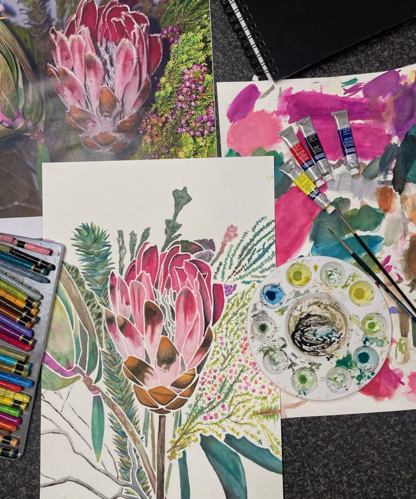My process Painting from primary imagery as part of my design process.
