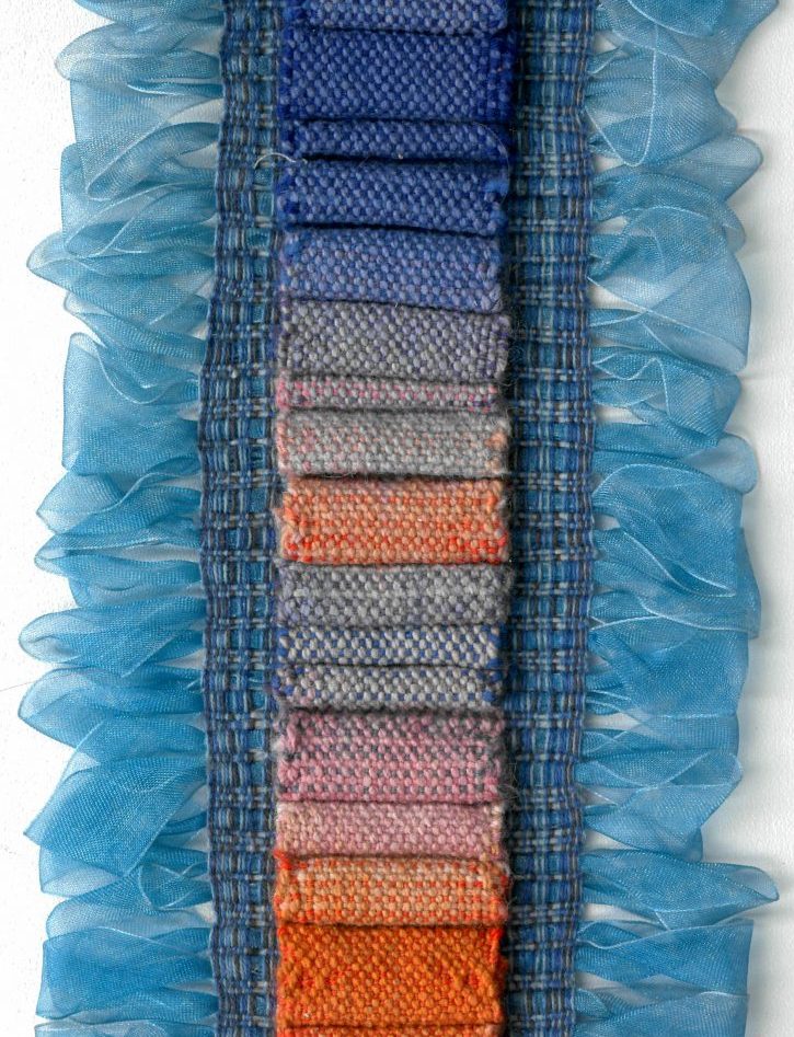 My work ribbon passementerie in blue and orange